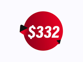 $332 USD sticker vector illustration