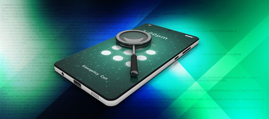 Poster - 3d rendering mobile phone search
