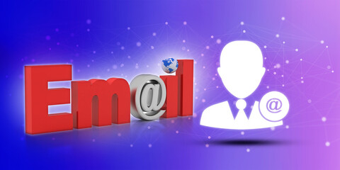 Poster - 3d rendering E mail sign concept
