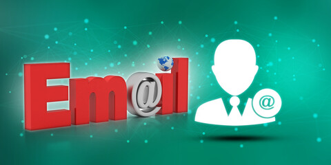 Poster - 3d rendering E mail sign concept

