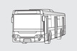 Black outline transport illustration, bus image on white background. Vector design object