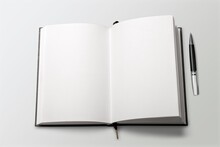 A White Plain Diary Or Blank Journal For Writing Note And Messages. Sketchbook Or Booklet With Open Page