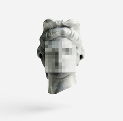 Wall Mural - apollo statue vapor wave background cyber punk retro concept. 3d illustration