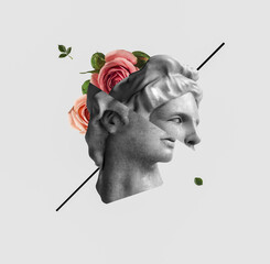 Wall Mural - apollo statue vapor wave background cyber punk retro concept. 3d illustration