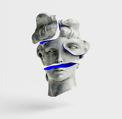Wall Mural - apollo statue vapor wave background cyber punk retro concept. 3d illustration