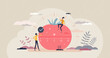 © VectorMine - Pomodoro technique as effective time management system tiny person concept. Efficient and productive task time division with intensive working or learning and relaxation breaks vector illustration.
