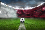Fototapeta Sport - soccer stadium - Qatar flag - ball center, midfield