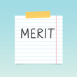 merit word written on paper note- vector illustration