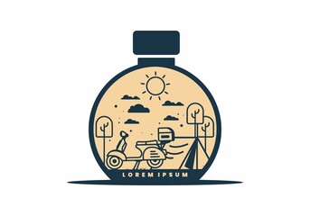 Wall Mural - Camping with scooter flat illustration