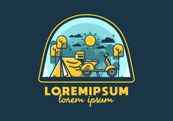Wall Mural - Camping with scooter flat illustration
