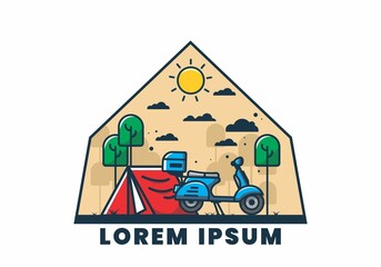 Wall Mural - Camping with scooter flat illustration