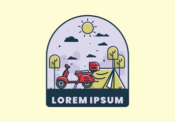 Wall Mural - Camping with scooter flat illustration