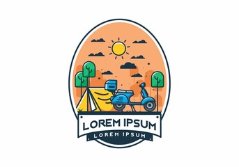 Wall Mural - Camping with scooter flat illustration