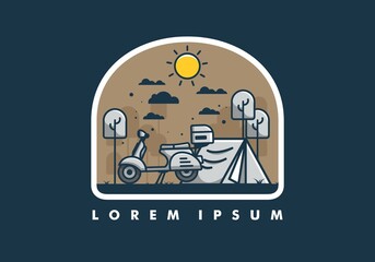 Wall Mural - Camping with scooter flat illustration