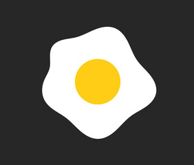 Wall Mural - fried egg icon on black background. breakfast egg.