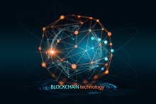 Blockchain Hologram Illustration. Concept Of Cryptocurrency And Digital Money. 3d Rendering