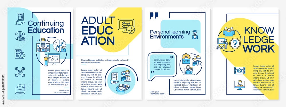 Lifelong learning contexts blue and yellow brochure template. Ongoing ...