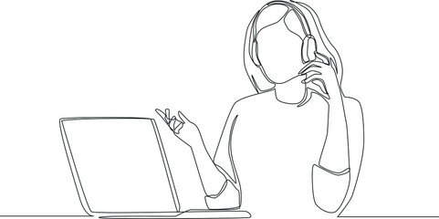 Poster - A customer service is explaining to customers about the problem that is happening, costumer service, agent support icon on the web, mobile app, business card etc. Vector illustration.