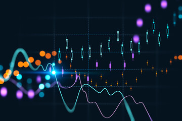 Wall Mural - forex chart and graph hologram illustration. business and invest concept. 3d rendering