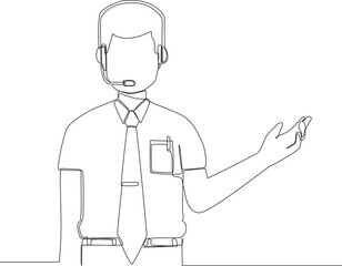 Poster - Costumer service man is explain to client about some thing. Costumer service icon vector can be used for call center, costumer service, agent support icon on the web, mobile app, business card etc.