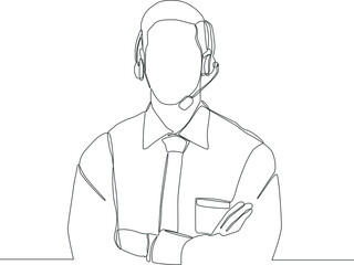 Poster - Man with headset icon vector can be used for call center, costumer service, agent support icon on the web, mobile app, business card etc. Vector illustration.