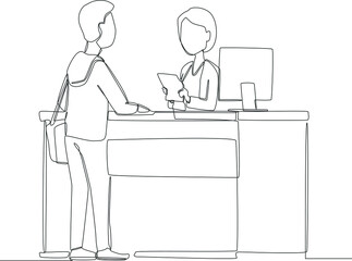 Poster - A customer is submitting a complaint to customer service to check the problem, costumer service, agent support icon on the web, mobile app, business card etc. Vector illustration.