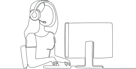 Poster - A customer service is explaining to customers about the problem that is happening, costumer service, agent support icon on the web, mobile app, business card etc. Vector illustration.