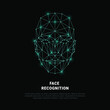 © Mikhail - Face recognition. Face recognition system concept. biometric scanning, 3D scanning. Identification of a person through a system of recognition. Vector wireframe polygon concept.