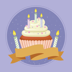 Poster - birthday cupcake and candles