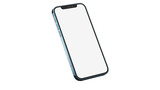 Fototapeta  - iPhone 12 pro / pro max on isolated white background. White mockup screen. Pacific Blue color.