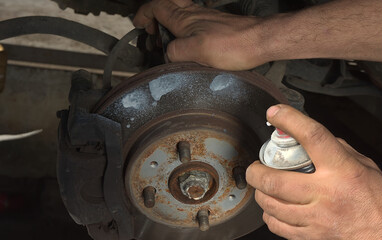 Wall Mural - Manual pump for airing the fuel system on a diesel car