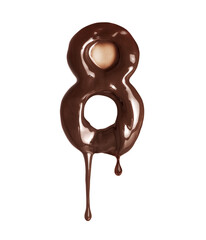 Poster - The number 8 is made of melted chocolate isolated on a white background