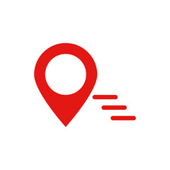 Poster - moving map pin icon. trip or location. vector.