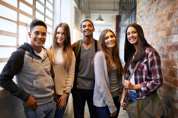 Aufkleber - Loving life on campus. Cropped portrait of a group of university students on campus.