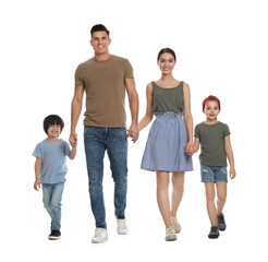 Wall Mural - Children with their parents on white background