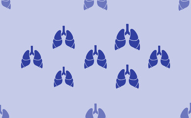 Wall Mural - Seamless pattern of large isolated blue lungs symbols. The pattern is divided by a line of elements of lighter tones. Vector illustration on light blue background