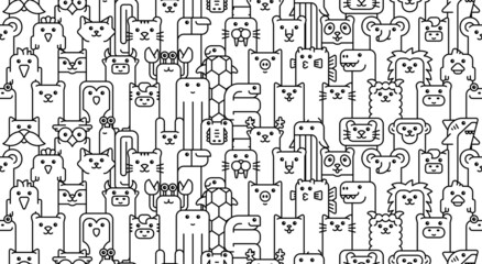 Wall Mural - Seamless pattern with Animals icons. Animal icons set. Icon design. Template elements