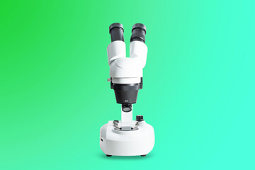 Poster - stereoscopic microscope. medical, health and biological concept. using the microscope for research, 