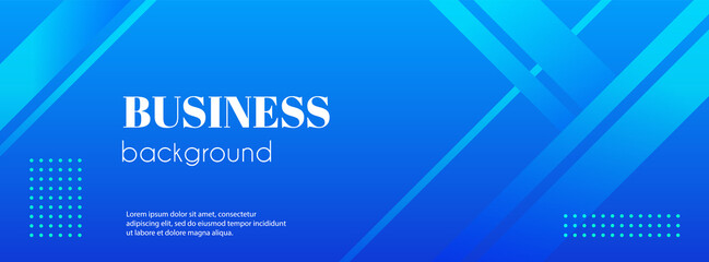 Wall Mural - Abstract business blue gradient background. Minimal long banner template with lines. For social media, facebook cover