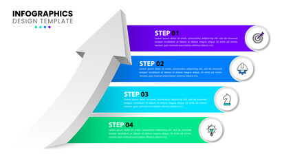 Aufkleber - Infographic template with icons and 4 options or steps. Arrow
