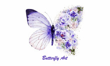 Butterfly Art Drawing And Flower, Butterfly Illustration