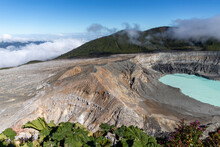 Volcano Poas With Turquoise Crater Lake In The Rainforest Of Costa Rica
