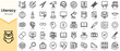 Simple Outline Set of literacy icons. Linear style icons pack. Vector illustration