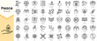 Simple Outline Set of peace icons. Linear style icons pack. Vector illustration