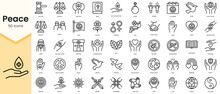 Simple Outline Set Of Peace Icons. Linear Style Icons Pack. Vector Illustration