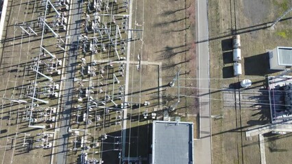 Poster - Electrical substation from the air. Power lines. Energy. High voltage wires.