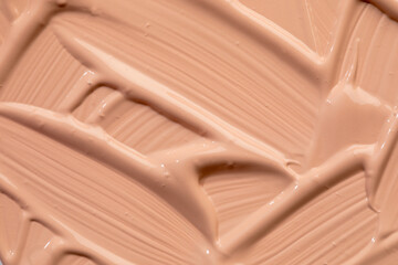 Wall Mural - Beige nude liquid foundation texture, concealer smear smudge drop. Closeup macro. Cosmetic tonal makeup moisturizer, bb cream swatch sample.- Image