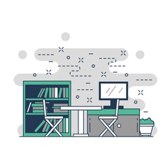 Sticker - Home furniture concept website illustration design 2