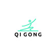 qi gong nature relaxation traditional sport work out logo design 