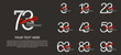 © CRIMSONRED - set anniversary logotype premium collection silver color and red ribbon isolated on black background